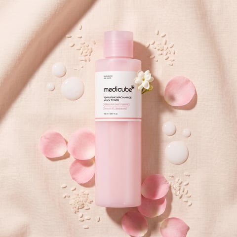 Medicube PDRN Pink Niacinamide Milky Toner 150ml - Korean milky toner for dewy glow