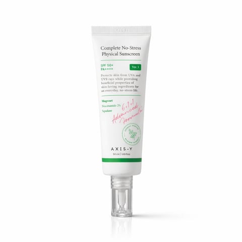 AXIS-Y Complete No-Stress Physical Sunscreen SPF50+ PA++++ 50ml - Korean reef-safe mineral sunscreen