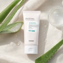 COSRX Aloe Tone-Up Sunscreen with fresh aloe leaves and clear gel