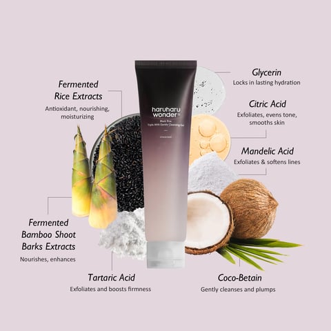 Haruharu Wonder Black Rice Triple AHA Gentle Cleansing Gel 100ml - Korean exfoliating cleanser