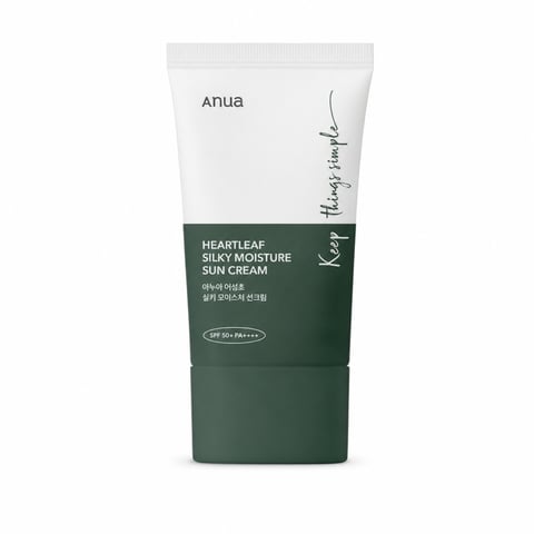 Anua Heartleaf Silky Moisture Sun Cream SPF50+ 50ml - Korean hydrating sunscreen