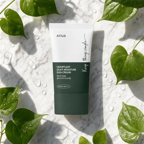 Anua Heartleaf Silky Moisture Sun Cream SPF50+ 50ml - Korean hydrating sunscreen