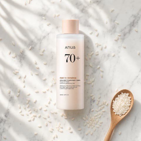 Anua Rice 70% Glow Milky Toner 250ml - Korean rice water brightening toner