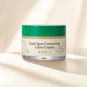 Axis-Y Dark Spot Glow Cream on vanity with brightening skincare routine
