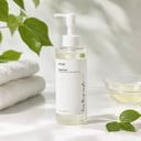 Anua Heartleaf Cleansing Oil on vanity with double cleanse routine