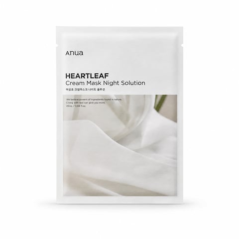 Anua Heartleaf Cream Mask Night Solution Pack - Korean soothing cream sheet mask