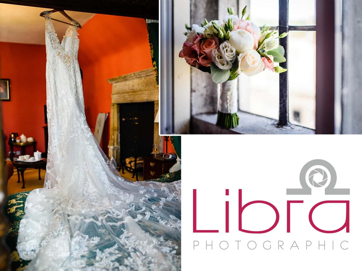 Wedding dress and Bouquet at Mortons House Hotel