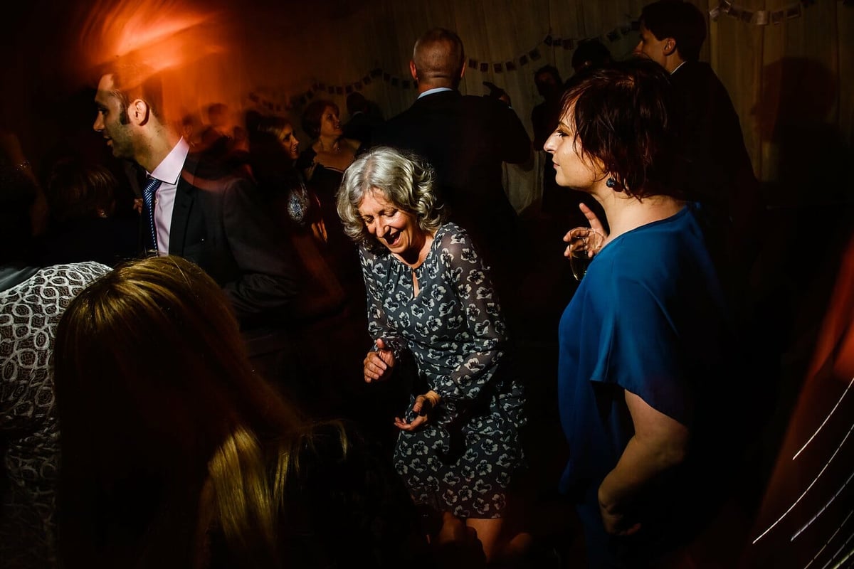 Documantary wedding photography on the dancefloor in Dorset