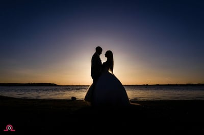 Sunset at a sandbanks wedding