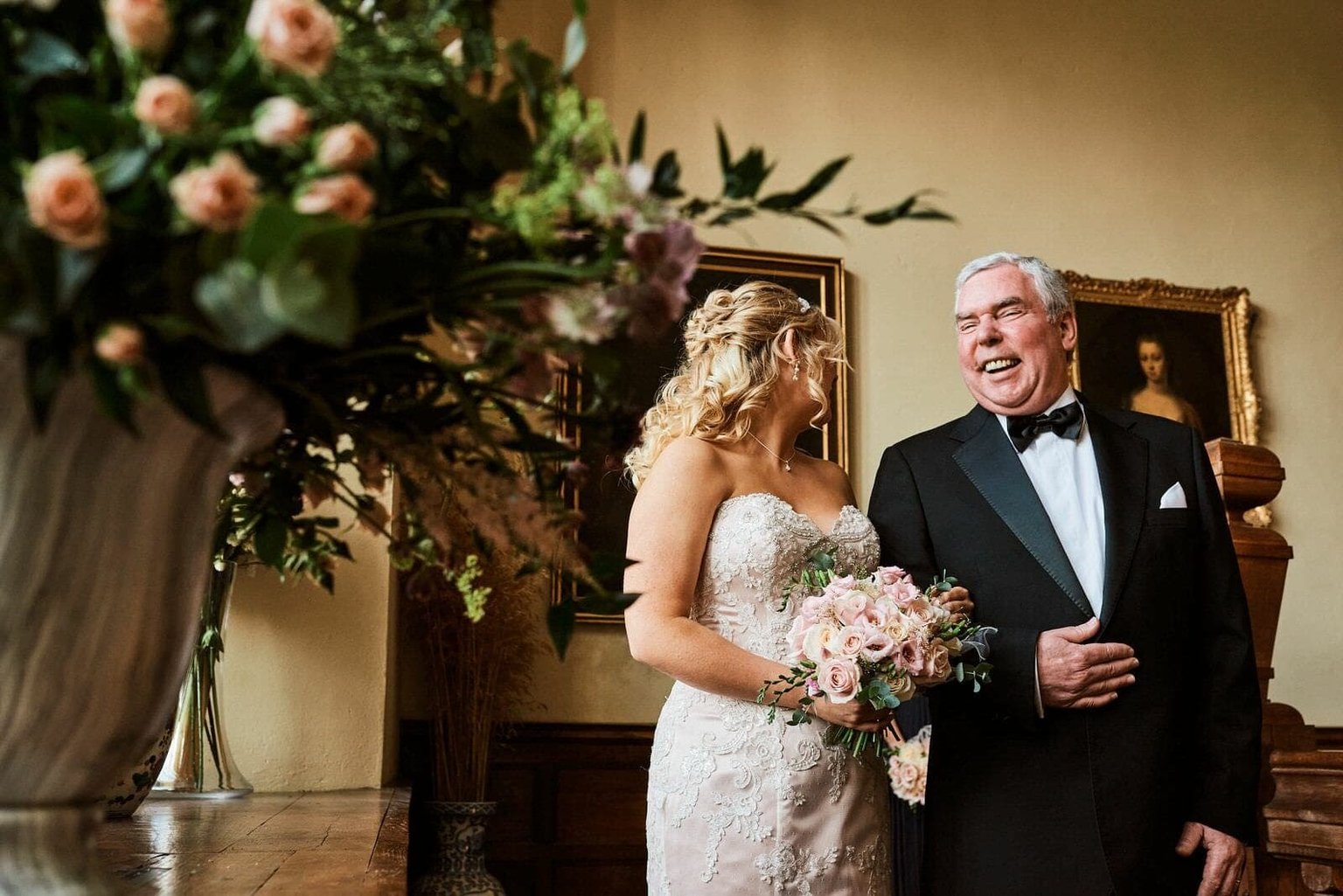 laughing dad North Cadbury Court Wedding photographer