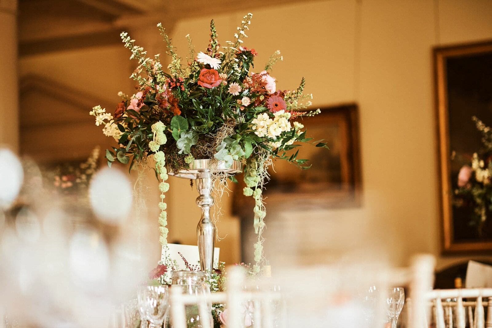 Table centres - North Cadbury Court Wedding photographer