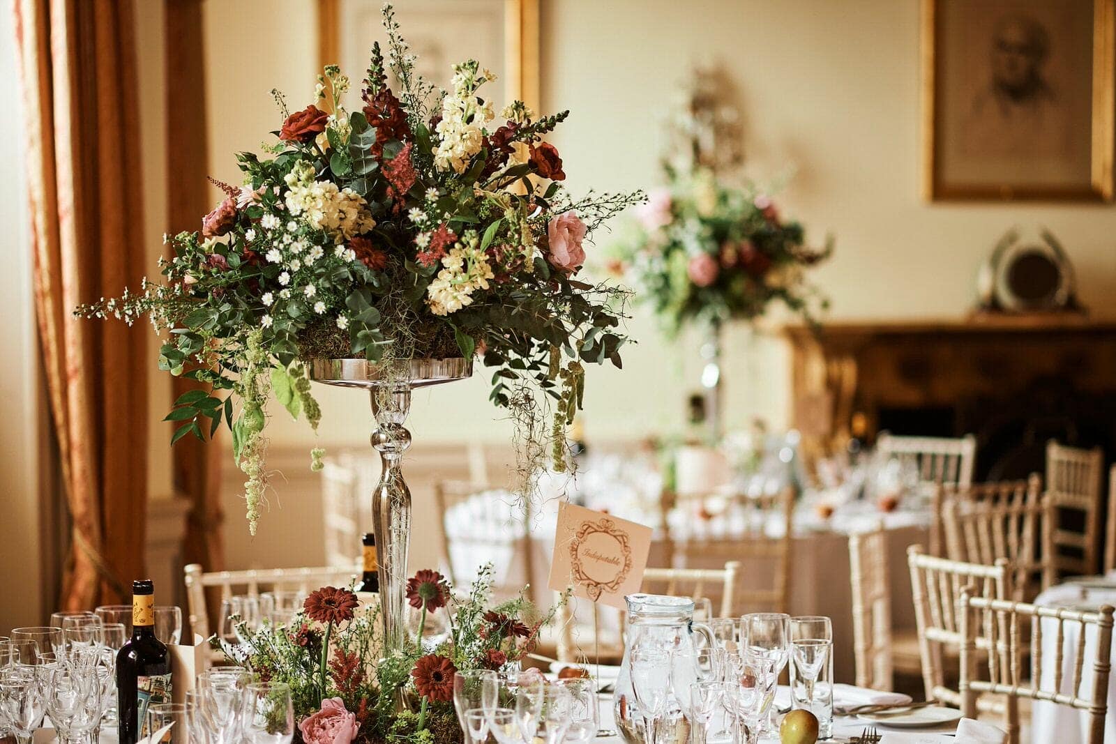 Table centres at North Cadbury Court Wedding photographer