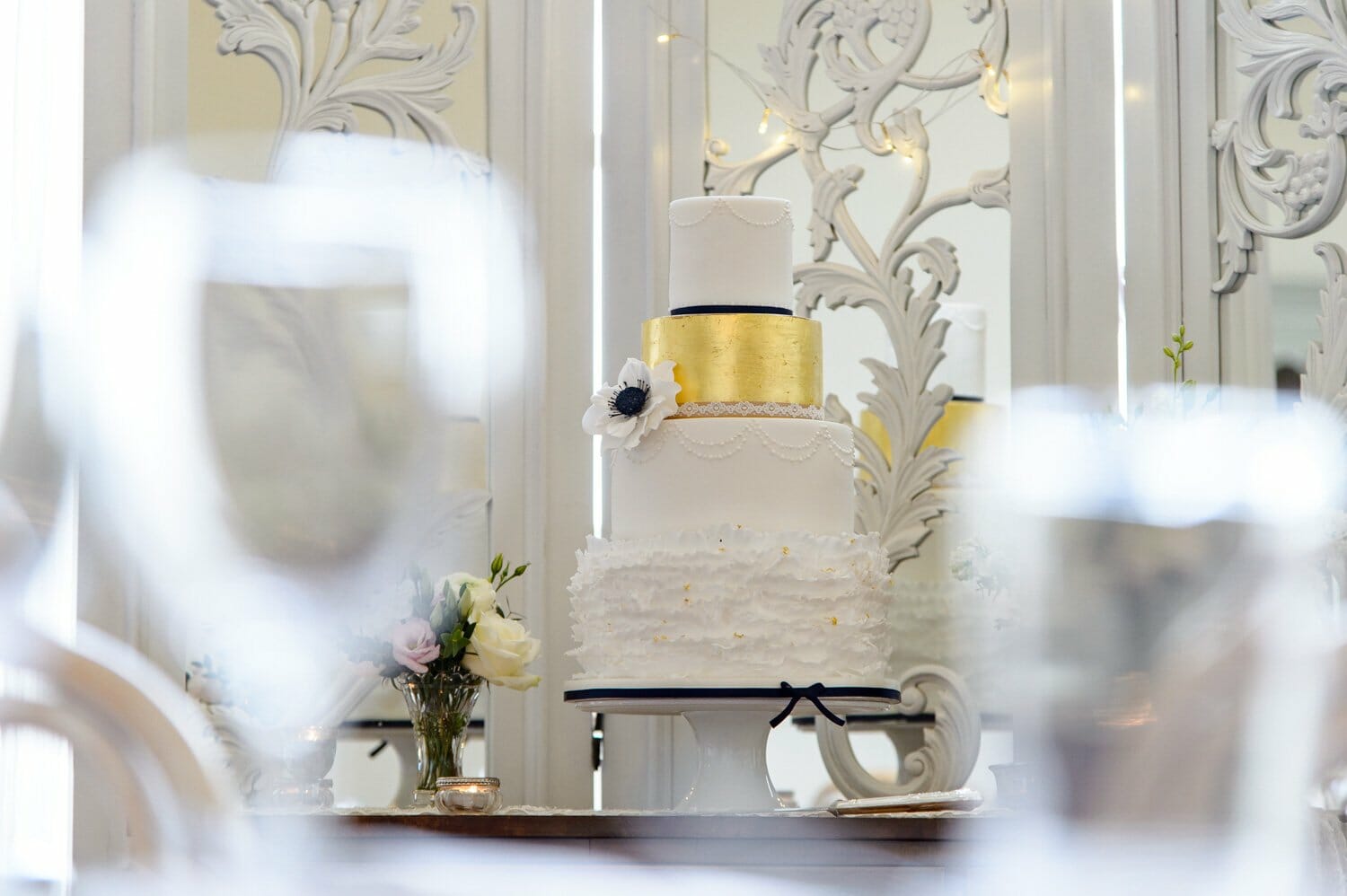 White and Gold wedding cake