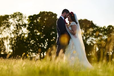 Silchester Farm wedding photographer in the golden hour