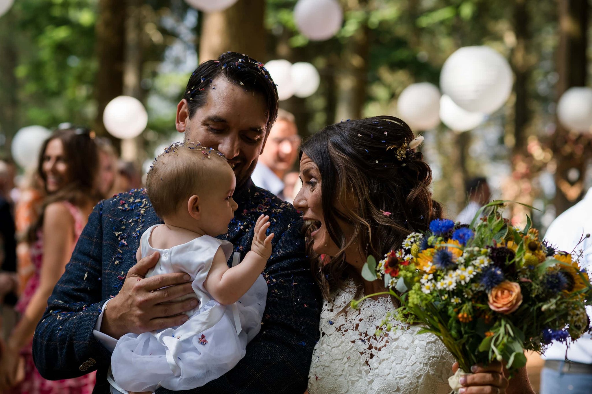 bride and flowergirl at Weddings in the Wood