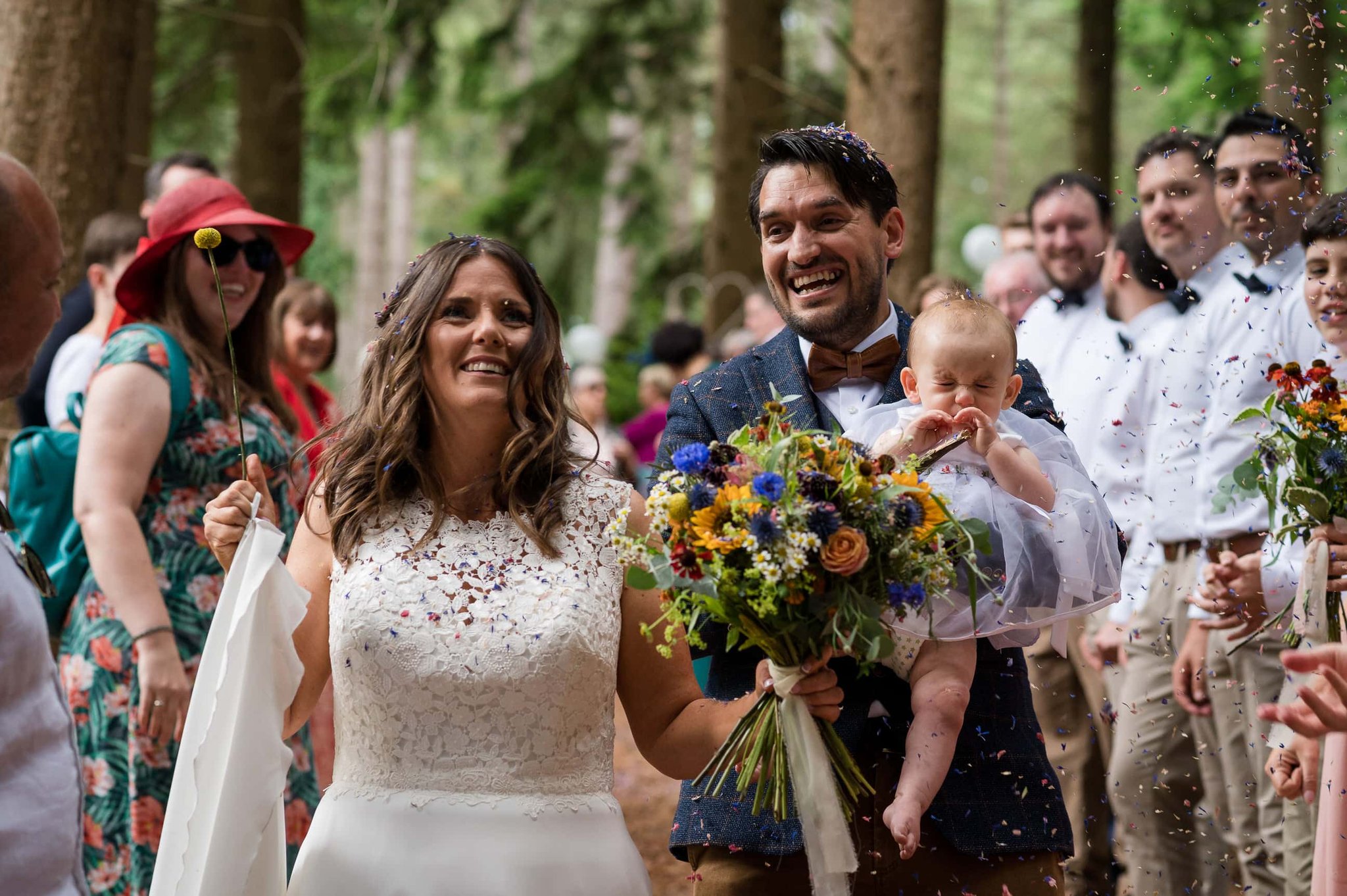 Flowergirl sneezes on confetti