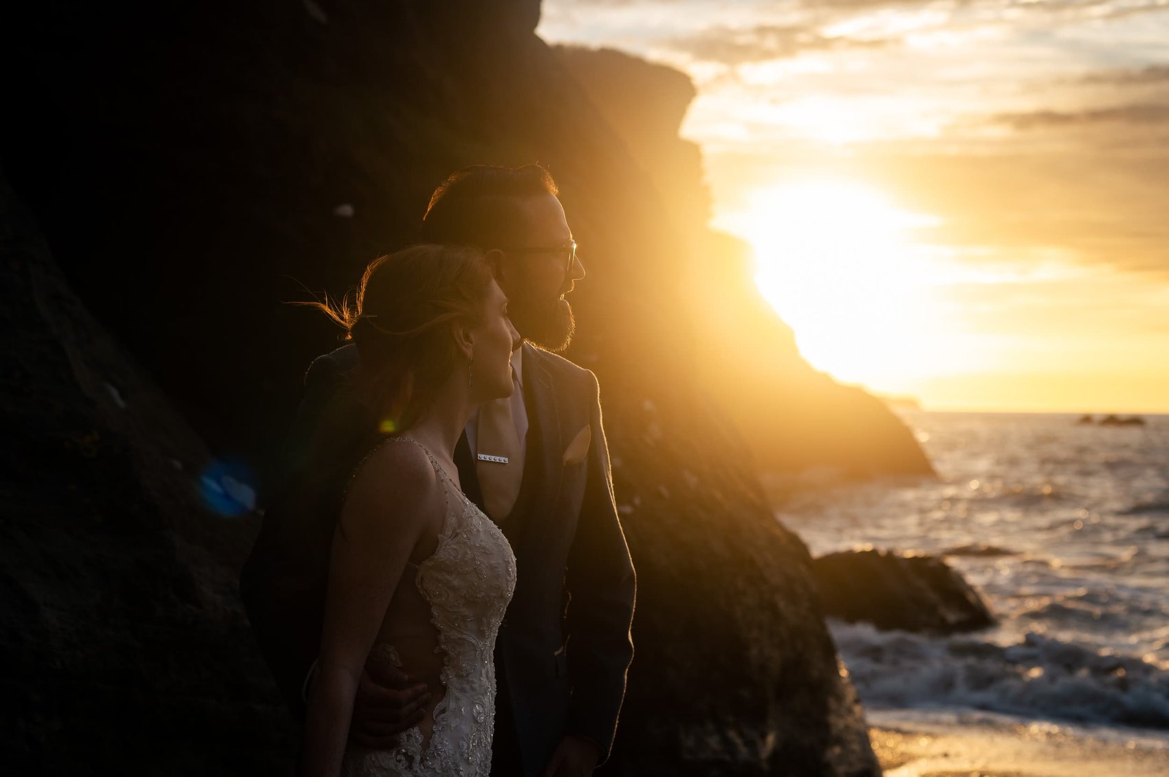Sunset on the beach at Tunnels Beaches Wedding venue