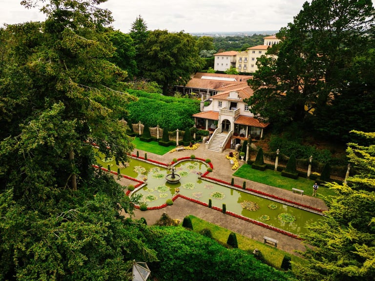 Aerial photo of The Italian Villa weding at Compton Acres in Poole