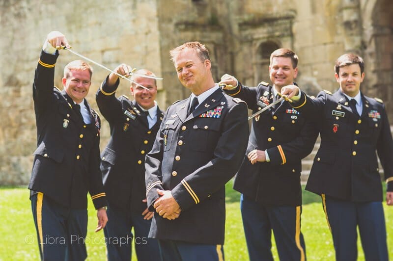 Groom outside wardour castle