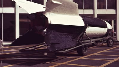 V2 rocket, technical name Aggregat 4 (A4) displayed at a museum.
