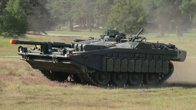Stridsvagn 103 (Stridsvagn S) on the move