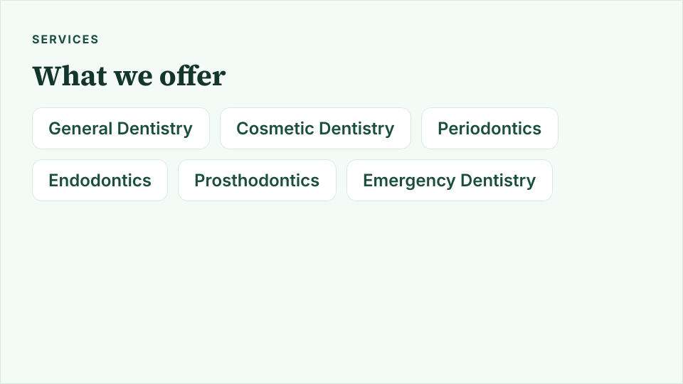Avenue Parade Dental Practice — services offered