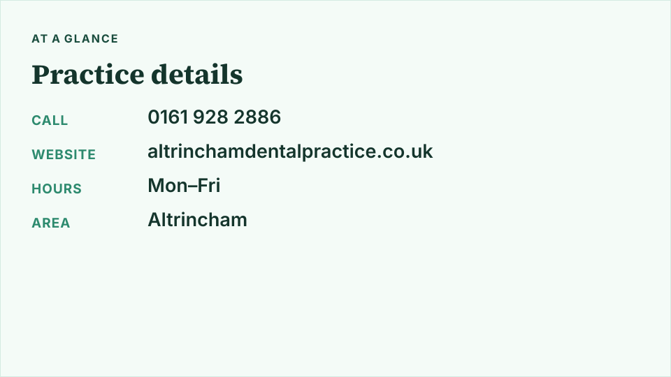 Altrincham Dental Practice — contact and practice details