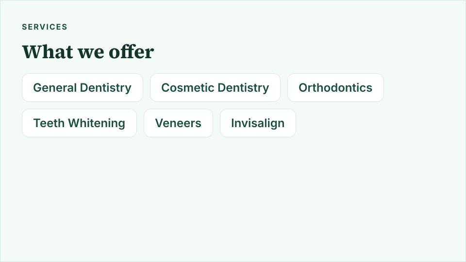 Altrincham Dental Practice — services offered