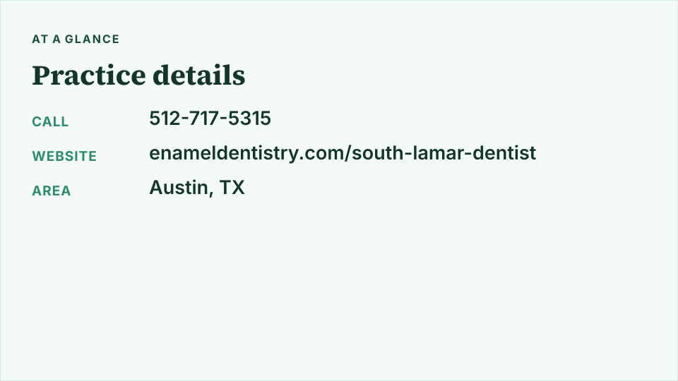 Enamel Dentistry South Lamar — contact and practice details