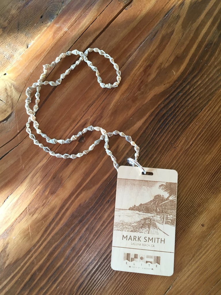 Wood name badge & shell lanyard