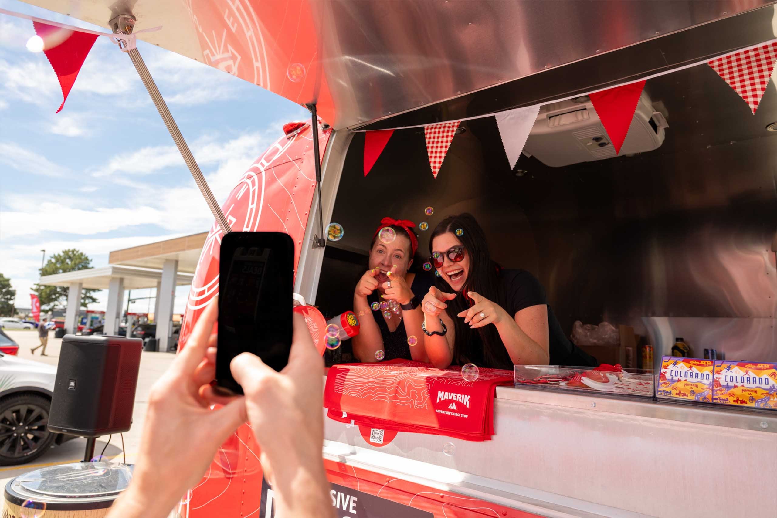 Team members working together at an pop-up event