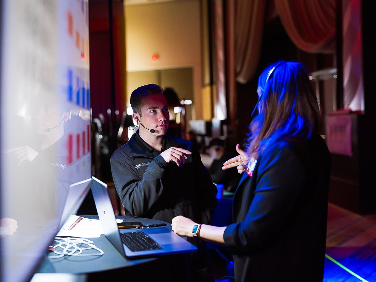 Event management team coordinating a live corporate experience