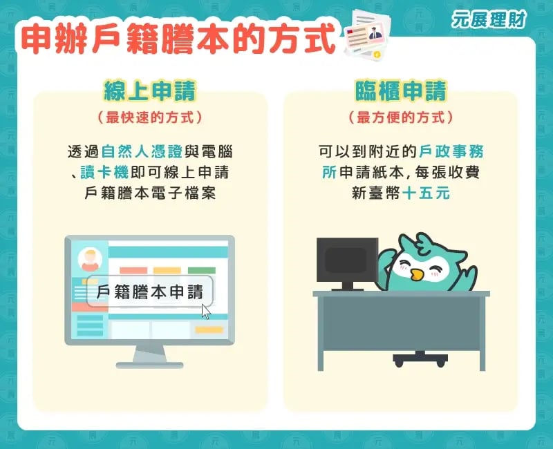 申辦戶籍謄本的方式