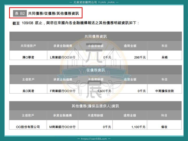 2020年新版聯徵紀錄怎麼看-借款資訊－共同債務B2