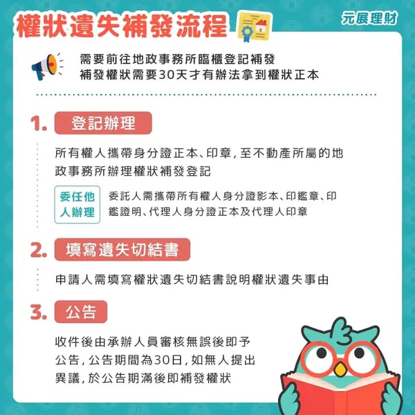 權狀遺失補發流程