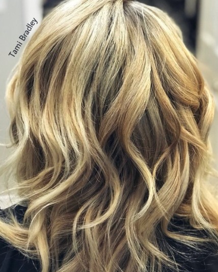 Image of  Women's Hair, Balayage, Hair Color, Blonde, Long Hair (Upper Back Length), Hair Length , Layers, Haircut , Beachy Waves, Hairstyle