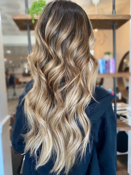 Image of  Women's Hair, Hair Color, Balayage, Foilayage, Long Hair (Mid Back Length), Hair Length , Layers, Haircut , Beachy Waves, Hairstyle, Curls