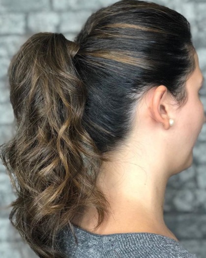Image of  Women's Hair, Brunette, Hair Color, Balayage, Long Hair (Mid Back Length), Hair Length , Bridal, Hairstyle, Updo