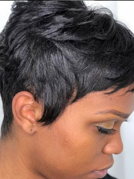 Image of  Women's Hair, Black, Color, Pixie, Short Hair (Ear Length)