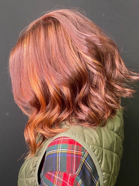Image of  Women's Hair, Hair Color, Red, Balayage, Bob, Haircut 