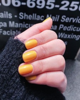Image of  Nails, Yellow, Nail Color, Gel, Nail Finish, Medium, Nail Length, Square, Nail Shape