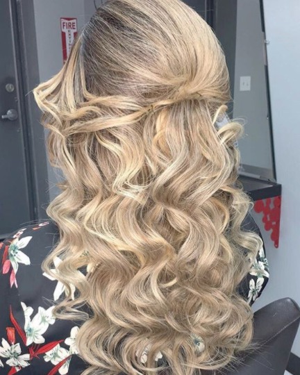 Image of  Women's Hair, Blonde, Color, Highlights, Long Hair (Mid Back Length), Hair Length (Women's Hair), Bridal, Style