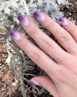 Image of  Nails, Purple, Nail Color, White, Dip Powder, Nail Finish, Medium, Nail Length, Square, Nail Shape