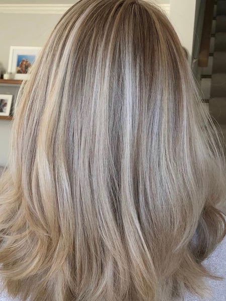Image of  Women's Hair, Blonde, Color, Highlights, Shoulder Length Hair, Hair Length (Women's Hair), Style, Layers, Haircut (Style)