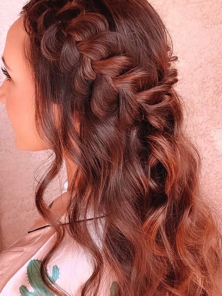 Image of  Women's Hair, Color, Red, Long Hair (Mid Back Length), Hair Length (Women's Hair), Braid (Boho Chic), Style, Bridal