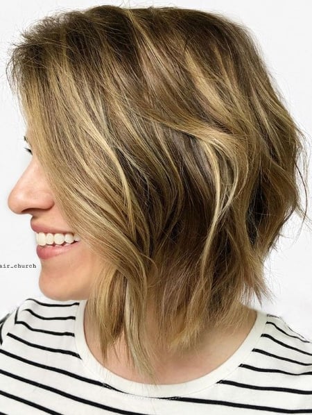 Image of  Women's Hair, Blonde, Color, Highlights, Short Hair (Chin Length), Hair Length (Women's Hair), Bob, Haircut (Style), Layers