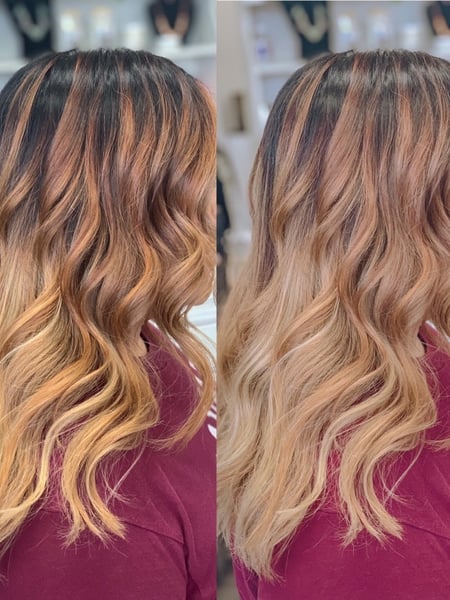Image of  Women's Hair, Blowout, Hair Color, Balayage, Blonde, Black, Brunette, Color Correction, Foilayage, Ombré, Curls, Hairstyle, Beachy Waves