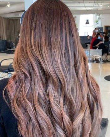 Image of  Women's Hair, Balayage, Color, Brunette, Long Hair (Mid Back Length), Hair Length (Women's Hair), Beachy Waves, Style
