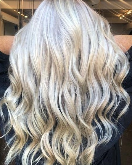 Image of  Women's Hair, Blonde, Color, Long Hair (Mid Back Length), Hair Length (Women's Hair), Beachy Waves, Style