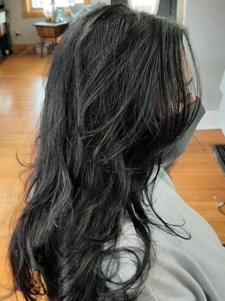 Image of  Women's Hair, Black, Color, Long Hair (Mid Back Length), Hair Length (Women's Hair), Layers, Haircut (Style)